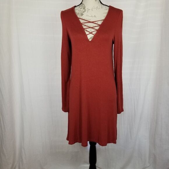 Express Rust Colored Long Sleeve Casual Dress Size M‎ - Picture 5 of 7